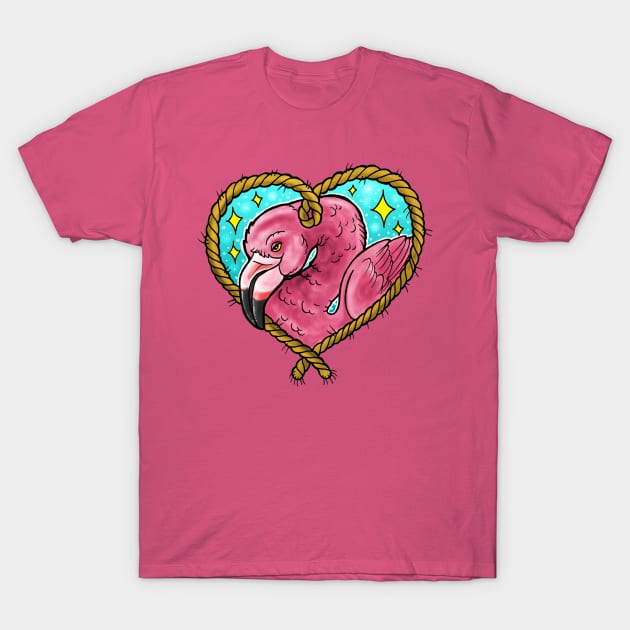 Flamingo Fren T-Shirt by Luckyponytattoo